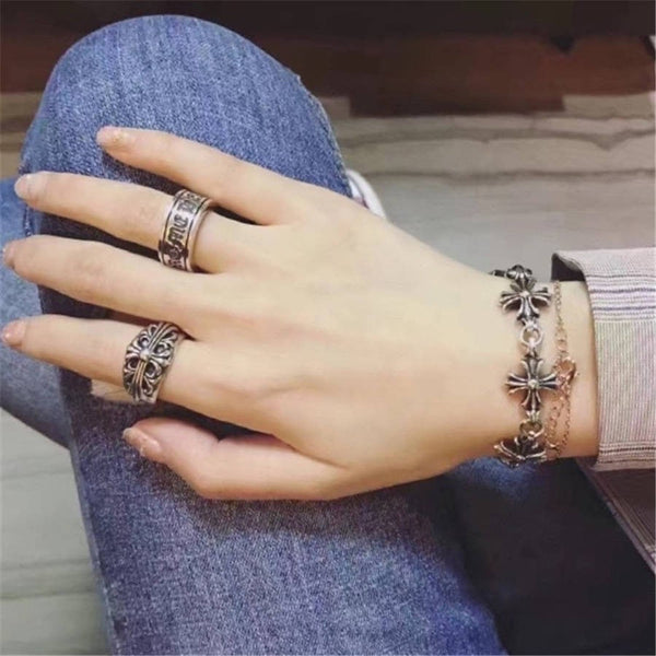 Retro Fine Letter Insert Dice Cross Flower Ball Collection Chain Jewelry Bracelet For Men And Women Bracelets