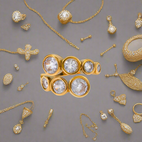 Stainless Steel Inlaid Zircon Bypass Ring Rings