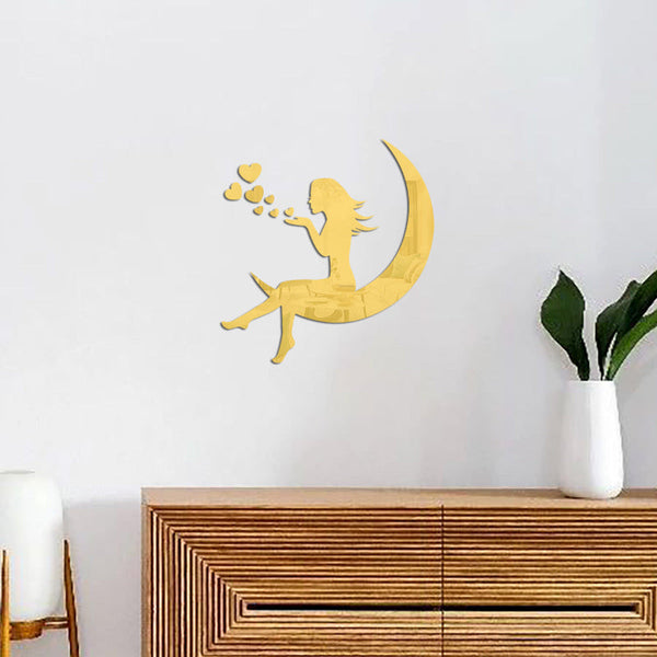 Moon Girl Mirror Sticker 1Mm Acrylic 3D Wall Decal For Room And Bedroom Decorations Mirrors