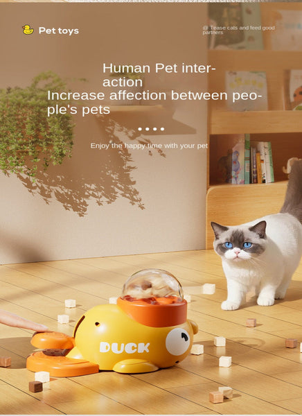 Pet Dog Automatic Feeder Cat Self Entertainment Toy Snack Freeze Dried Food Dispenser Yellow Duck Dog Automatic Feeders