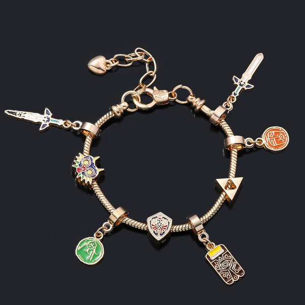 Legend Of Zelda Breath The Wild Bracelet Shika Stone Glasses Link Shield Master Sword Cartoon Diy Bracelets