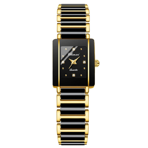Square Couple Watch For Women And Men Ceramic Quartz Watches