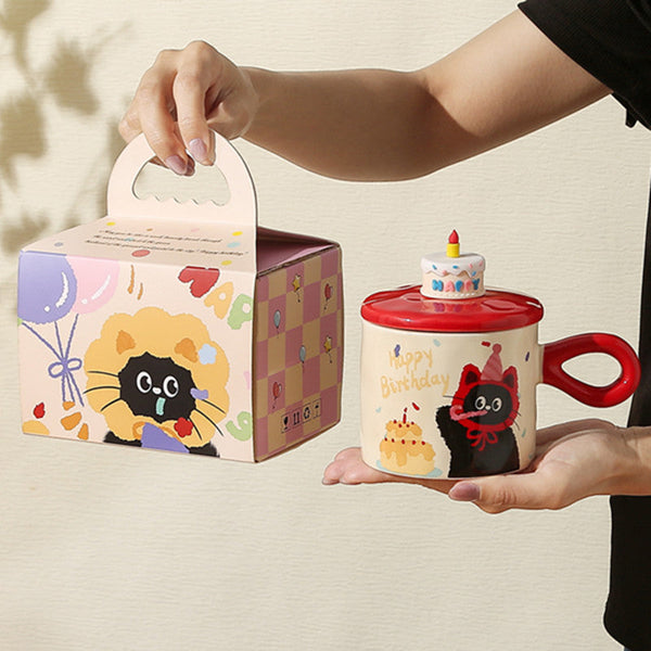 Adorable Cartoon Cat Themed Mug With Lid: Charming Gift Ideal For Office Coffee Or Water Mugs