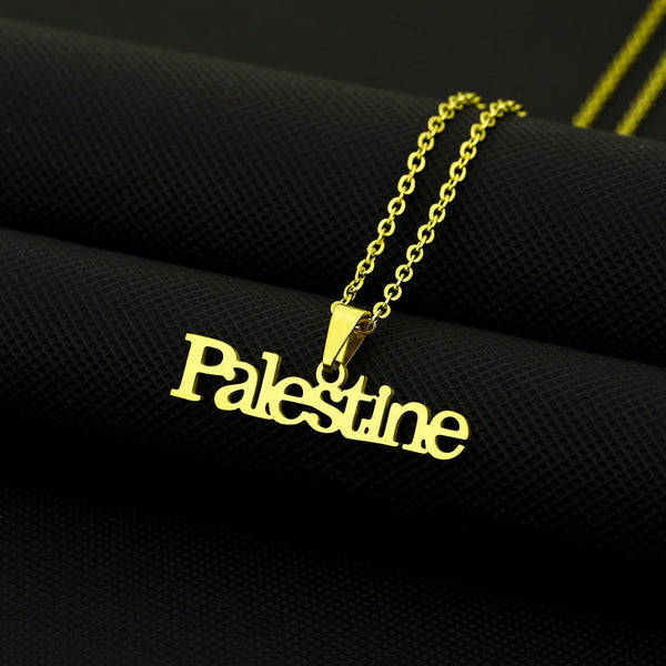 Veile Studios Stainless Steel Palestine Letter Pendant Necklace Fashion Geometric Couple Accessories For Men And Women Necklaces & Pendants