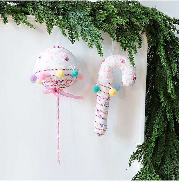 Saint Yuan New Christmas Macaron Foam Hanging Decor Ice Cream Candy Tree Decoration Home Window Display Ornament Seasonal Decorations