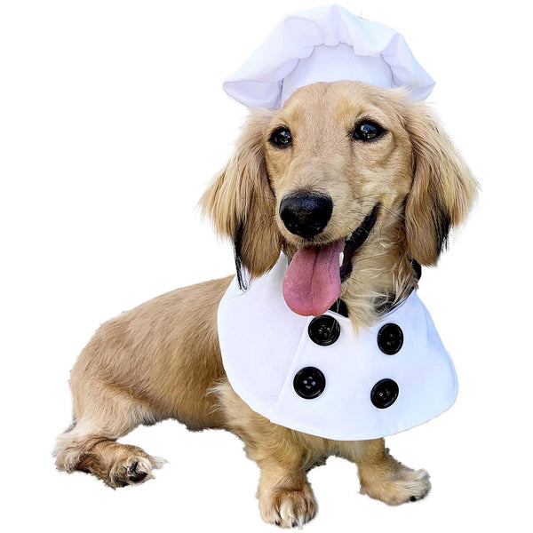 Dog Chef Costume Hat Set Pet Clothing Porch Goose Halloween Cosplay Dog Costumes