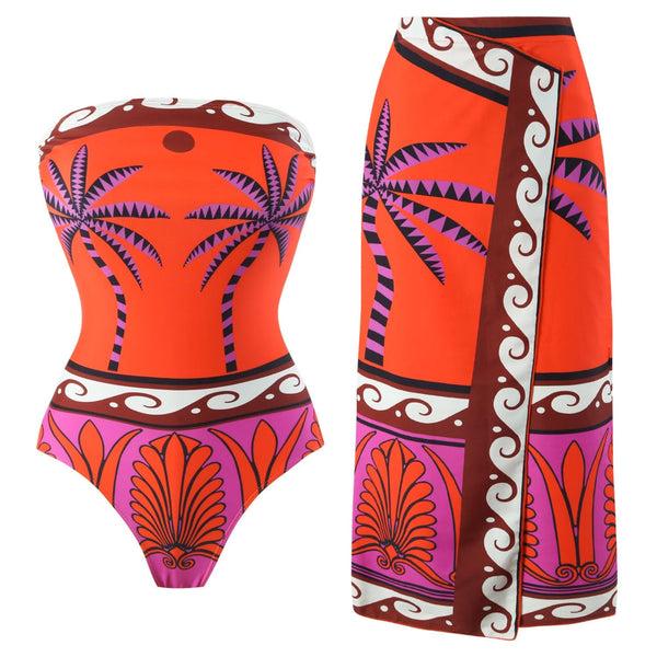 Two Piece Hot Spring Swimsuit Women's Strapless Swimwear