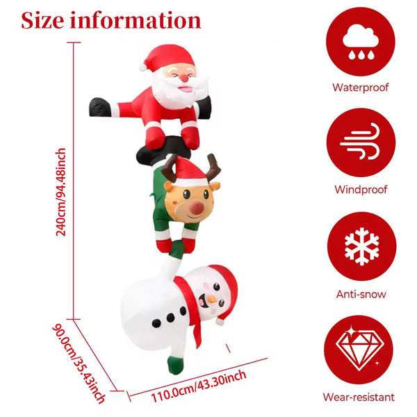 8Ft Inflatable Christmas Decoration Santa Climbing Roof With Reindeer & Snowman/Elf Indoor Seasonal Decorations