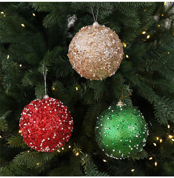 Christmas Tree Ornament 10Cm Pearl Sequin Foam Ball Decorative Hanging Window Decoration Seasonal Decorations
