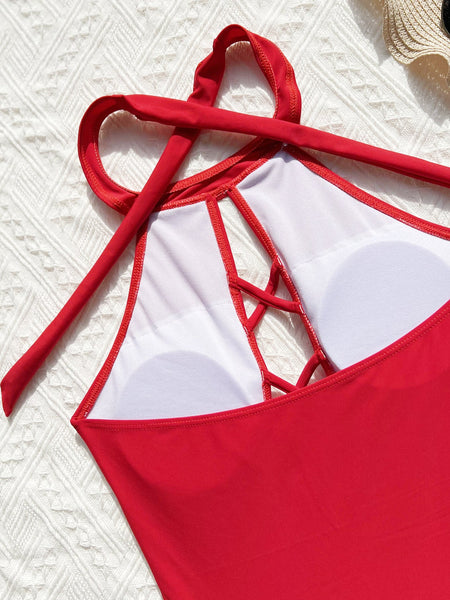 Jumpsuit  Bikini European American Swimsuit Women Neck Hanging Swimwear
