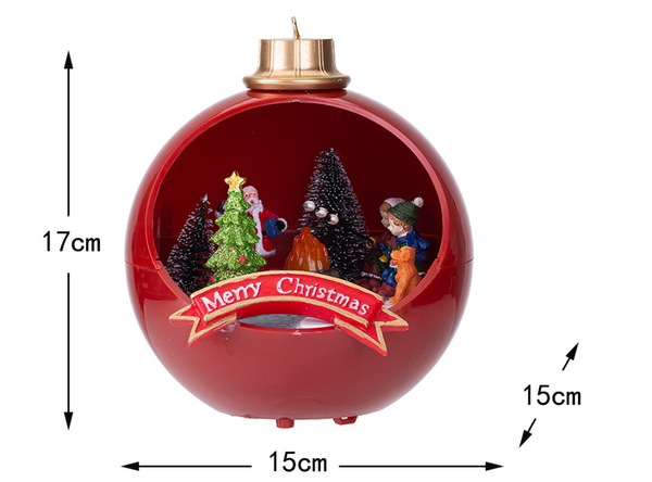 Christmas Light Up Musical Red Ball House Ornament Classical Resin Holiday Decoration Seasonal Decorations