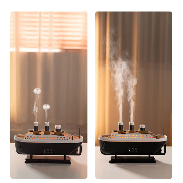 Simulated Ship Smoke Ring Machine Desktop Creative Volcano Spray Jellyfish Cruise Fragrance Humidifier Aromatherapy