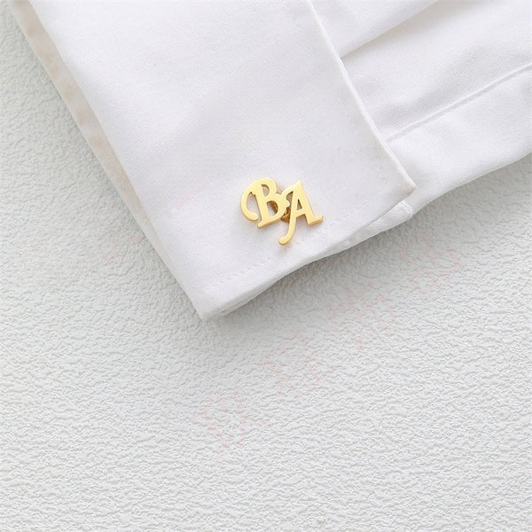 Diy Custom French Men's With English Letters Cufflinks