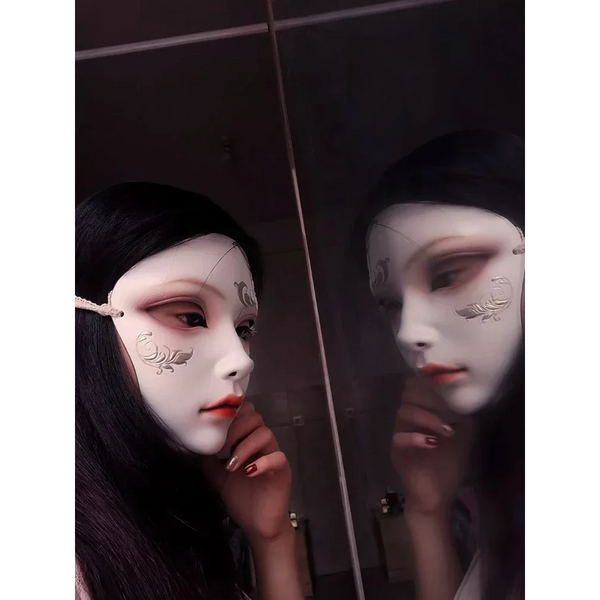 Mask Full Face Retro Hand Painted Color Men And Women Same Style Suitable Ball Halloween Props Hanfu Ancient Costume Decoration Masks