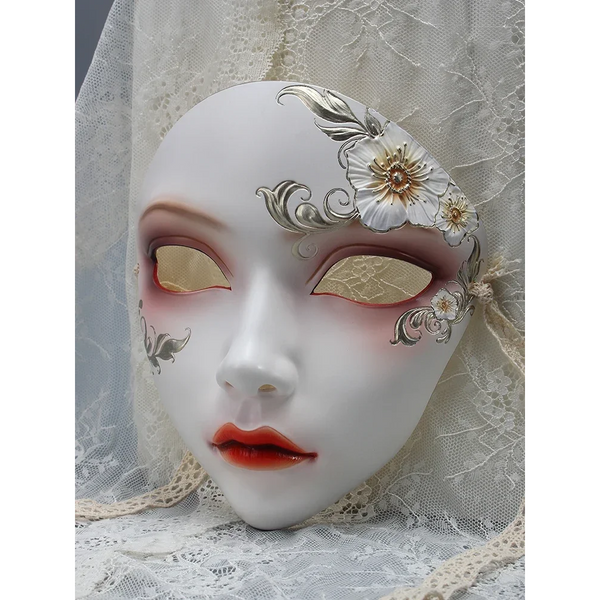 Mask Full Face Retro Hand Painted Color Men And Women Same Style Suitable Ball Halloween Props Hanfu Ancient Costume Decoration Masks