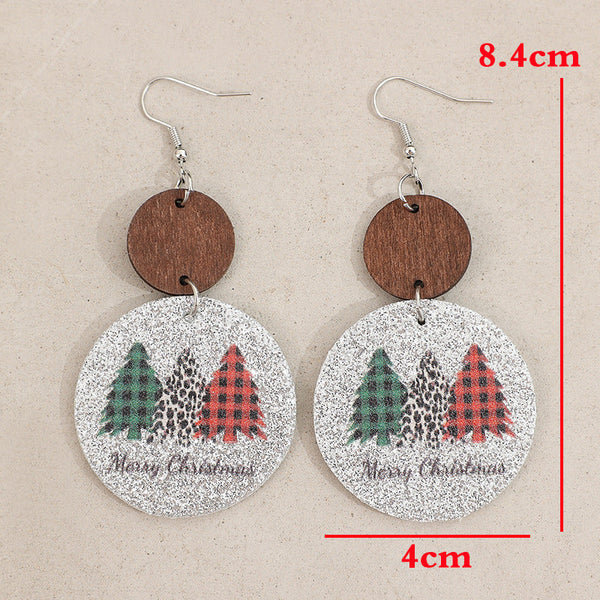 Pu Leather Christmas Tree Earrings