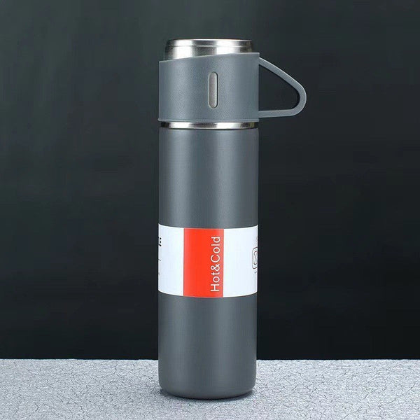 A Cup Of Three Lid Vacuum Flask Portable Fashion Gift Box Set Stainless Steel Water Bottles & Vacuum Flasks