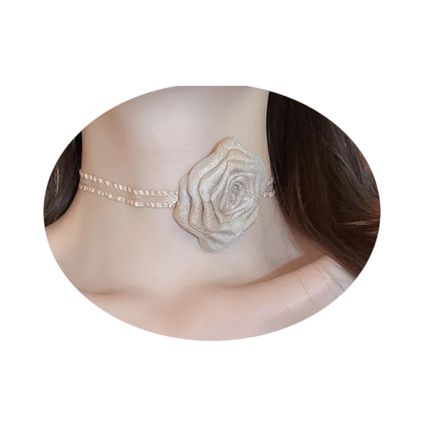 3D Rose Alloy Buckle Necklace Necklaces & Pendants