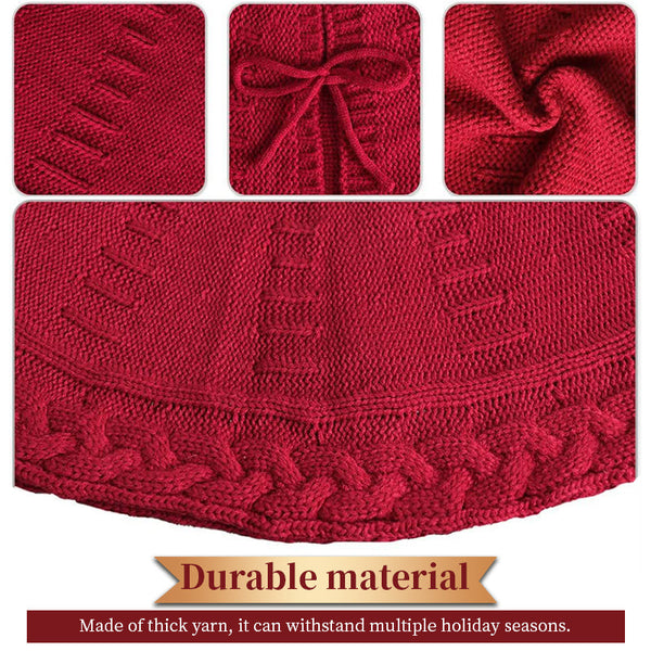 Knitted Christmas Tree Skirt Milk White Retro Xmas Collar For Holiday Home Decor Seasonal Decorations