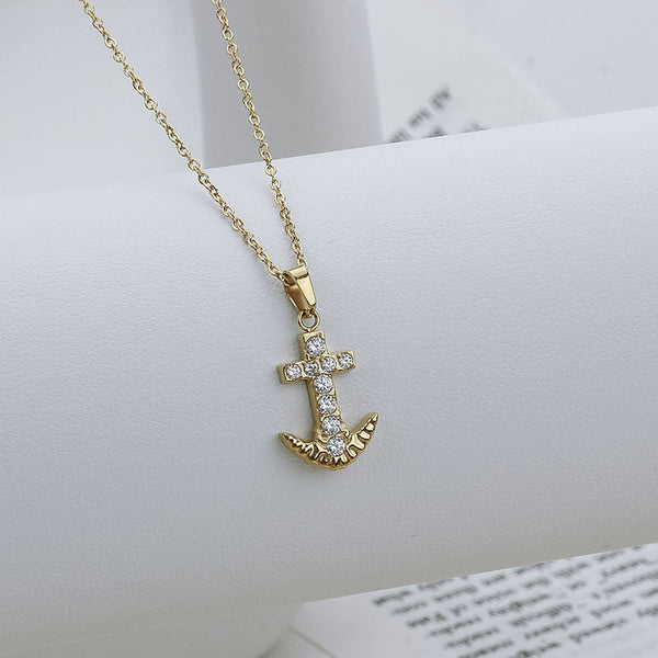 Cross Necklace For Women Simple And Colorfast Zircon Stainless Steel Collarbone Chain Titanium Necklaces & Pendants
