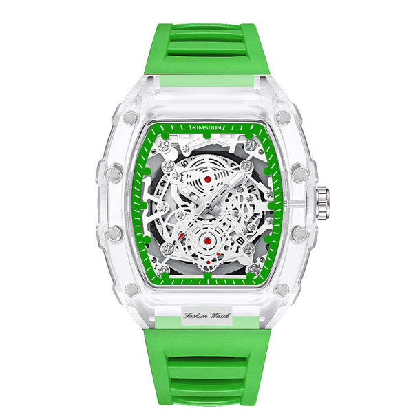 Cross Border Watch Unique Barrel Shaped Quartz Fashion Transparent Men's Waterproof Wristwatch Watches