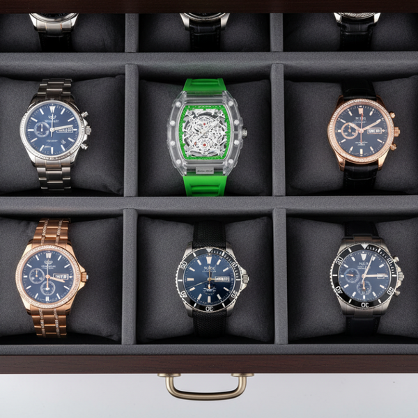 Cross Border Watch Unique Barrel Shaped Quartz Fashion Transparent Men's Waterproof Wristwatch Watches