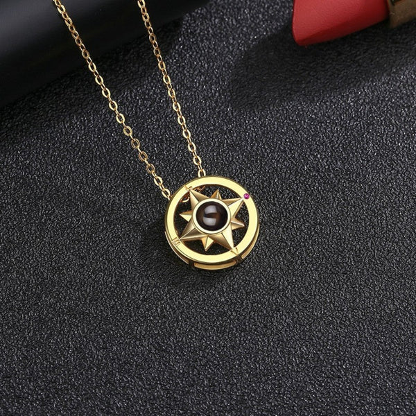 Simple And Versatile With 100 Languages Compass Projection Necklace Accessories Customized Photo Engraving Pendant Necklaces & Pendants