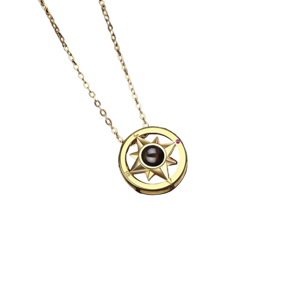 Simple And Versatile With 100 Languages Compass Projection Necklace Accessories Customized Photo Engraving Pendant Necklaces & Pendants