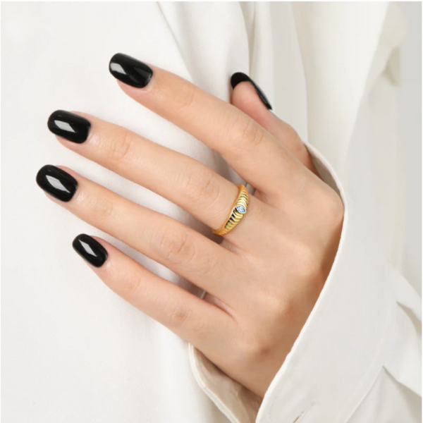 925 Sterling Silver Inlaid Zircon Ring Rings
