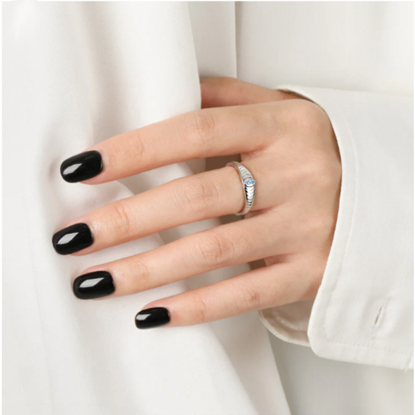 925 Sterling Silver Inlaid Zircon Ring Rings