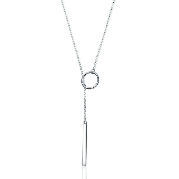 Simple Round And Bar Necklace S925 Sterling Silver Necklaces & Pendants