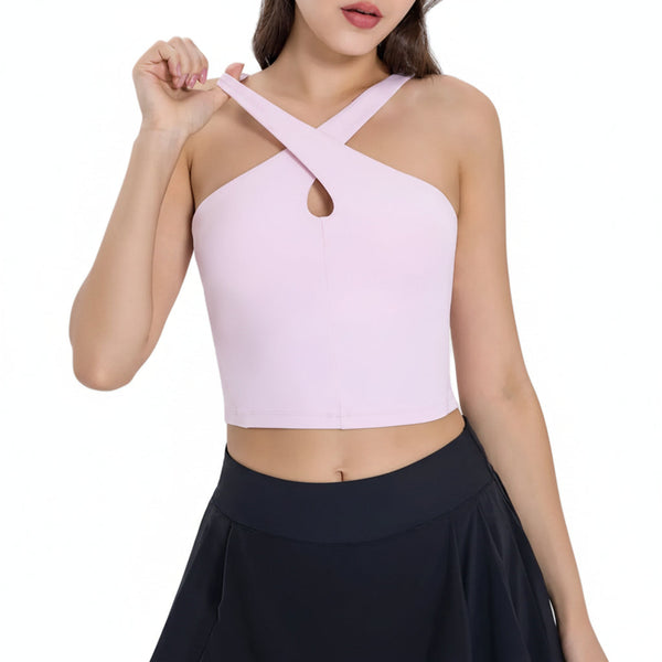 Crisscross Grecian Neck Active Cami Activewear Tops