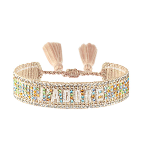 Cross Border Fully Ironed Colorful Diamond Woven Diy Bracelet Accessories For Women Creative Ethnic Embroidery Letter Rope Charms & Charm Bracelets