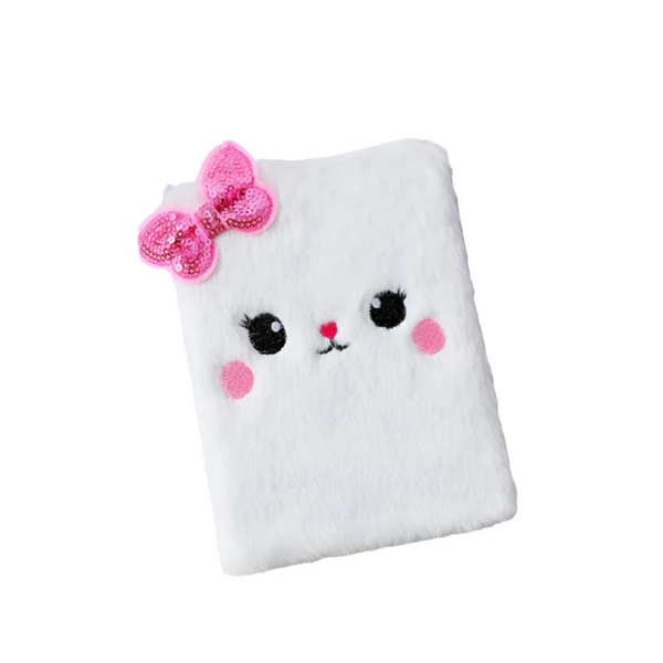 Bowtie Cat Notebook Girls Kawaii Cartoon Plush Diary Book Portable Notepad Planner Agenda Journal Office School Stationery Suppl Notebooks