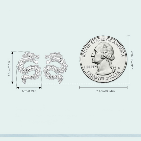 Veile Studios Silver Charm Chic Style Flying Dragon Pure Ear Studs Jewellery Earrings