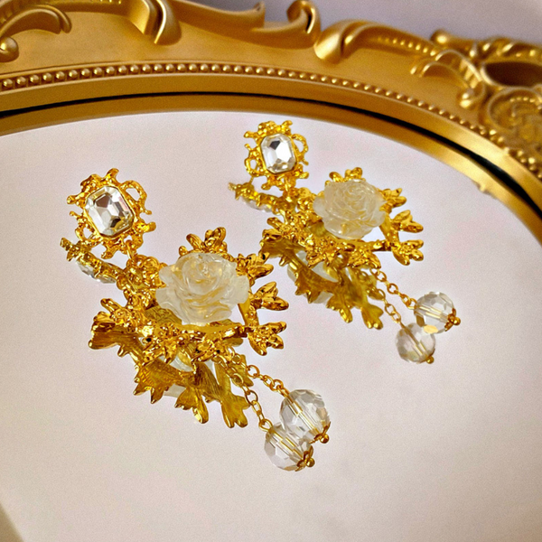 Veile Studios Heart Flower Tassel Palace Style Retro Exaggerated Alloy Earrings