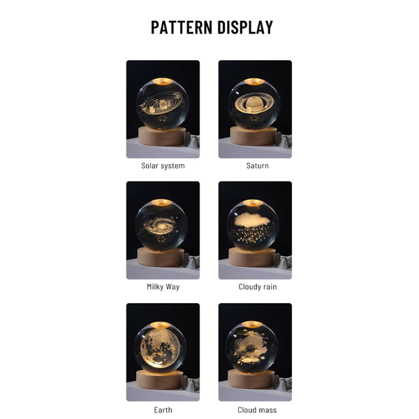 Elsoung 3D Galaxy Crystal Ball Lamp Night Lights