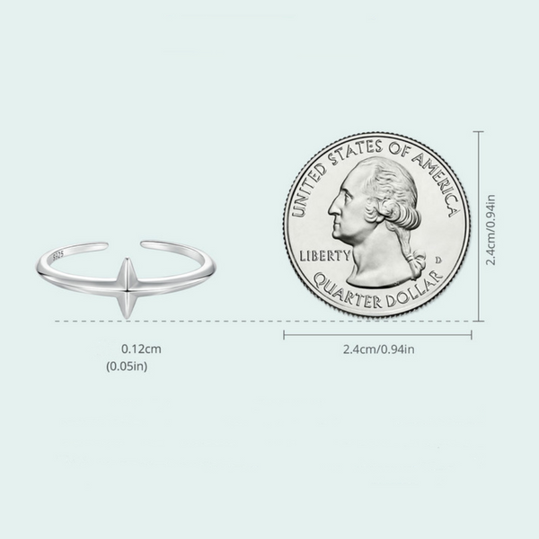 Veile Studios Minimalist Plain Silver Cross Opening Ring Versatile S925 Pure Rings