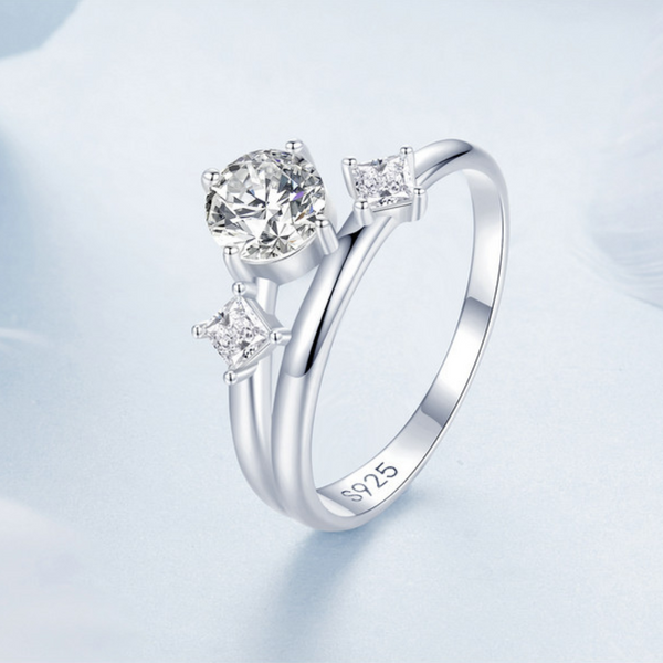 Veile Studios Silver Charm Zircon Double Layer Ring Wedding S925 Pure Jewelry Rings