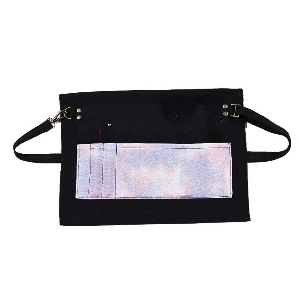 Kitchen Apron Black Light Tie Dye Half Length Long Waist With Pockets Accessories Aprons