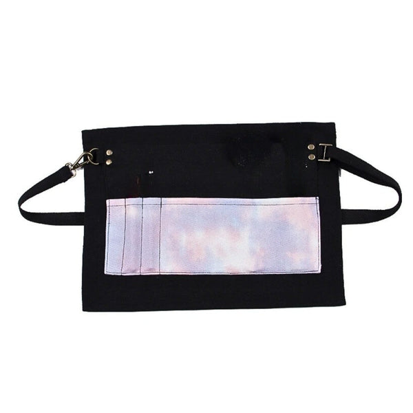 Kitchen Apron Black Light Tie Dye Half Length Long Waist With Pockets Accessories Aprons