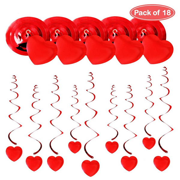 3 Bags Or 6 Hanging Red Heart Swirls Decoration Set Valentines Day Decorations Home Party