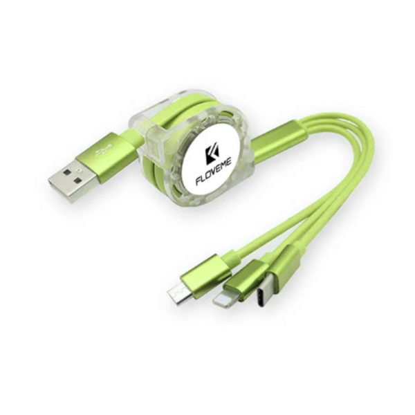 Cables & Adapters 3 In1 Retractable 1M Fast Charger Cord Cable For Micro Usb / 8 Pin Type Devices Quarry