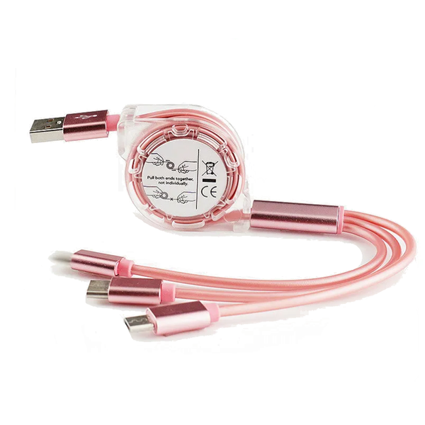 Cables & Adapters 3 In1 Retractable 1M Fast Charger Cord Cable For Micro Usb / 8 Pin Type Devices Quarry