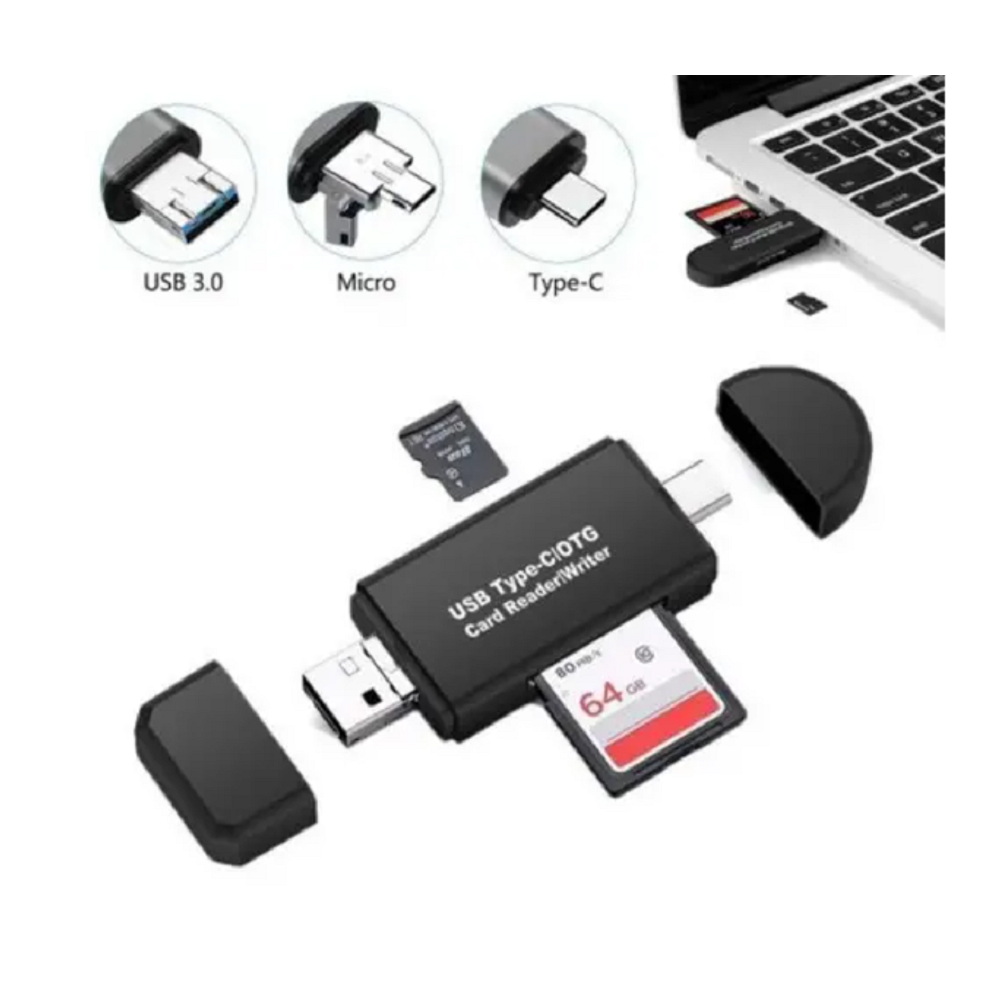 3 In 1 Card Reader Type Usb Micro Combo To 2 Slot Tf Sd Memory Card Readers & Adapters