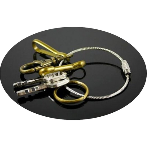 3 In 1 Stainless Steel Wire Ring Keychain Silver