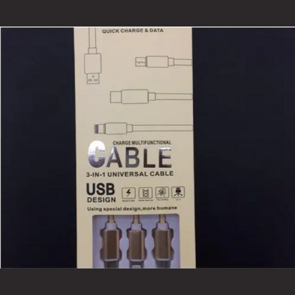 3 In 1 Type C Micro Nylon Usb Cable 1.2M Gray