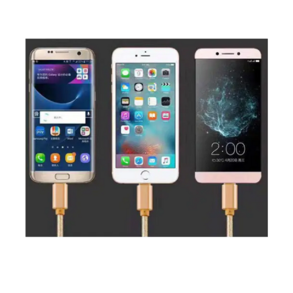 3 In 1 Type C Retractable Micro Nylon Usb Cable 1.2M Rose Gold Cables & Adapters