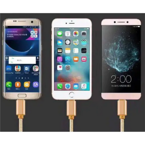 3 In 1 Retractable Type C Micro Nylon Usb Cable 1.2M Tyrant Gold Cables & Adapters