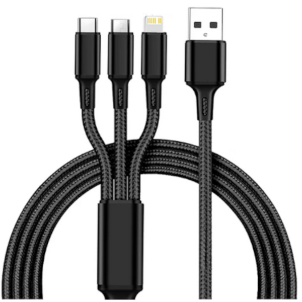Cables & Adapters 3 In 1 Usb Cable Phone Charge Nylon Braided Universal Charging Data Cord